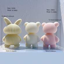 Ribbed Bear Rabbit Candle Mold Aesthetic Silicone Mould Geometric Striped Soy Wax Mold Home Decor - Pink - View 3
