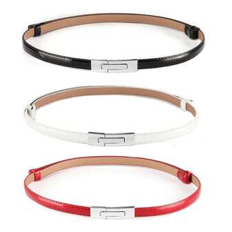 1PC Flexible Silver Gold Buckle Adjustable Skinny Belt For Women's Dress And Outfits Summer, School Fall, Autumn, Halloween