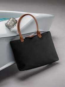 1-Piece Simple And Versatile Casual Versatile Solid Color Large Zipper Large Capacity Shoulder Tote Bag For Women Can Be Worn Cross-Body Suitable For Shopping, Vacation, Work And Commuting Women's Fashion Shoulder Tote Bag, School Supplies, School Bag, School Handbag, School Tote Bag, School Bookbag, Back To School Bags, Waterproof, Lightweight, Portable, Foldable, Classic Casual, Business Casual, Suitable For Teen Girls Women College Students, White-Collar Workers, Perfect For Back To School, First Day Of School, Holiday