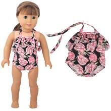 3 Sets, Fits 18 Inch Dolls, Fashion Doll Summer Cute Swimwear Set, Includes 2 Pieces Bikini, 1 Piece Swimsuit, 1 Hair Clip, 5 Pieces Total, Excluding Doll And Shoes, Great Gift For Friend