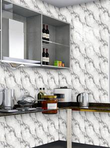 10 pegatinas adhesivas de vinilo de Salpicadero de PVC de mármol artificial autoadhesivo, pegatinas de pared autoadhesivas de corte DIY, resistentes al calor para salpicaderos de azulejos en paredes de baño y cocina, cocina, chimenea, lavadero, paredes de caravana, a prueba de agua, también para sala de estar, dormitorio y pared posterior de TV (5.9/7.87/11.8/15.7/11.4 X 22.4 pulgadas)