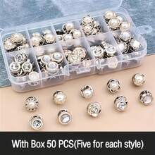 50 chiếc cúc ngọc trai trắng các loại, cúc may cổ điển, dùng cho đồ thủ công, quần áo, váy cưới và các dự án tự làm - Nhiều màu - Xem 14