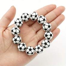 ​12/36pcs Soccer Silicone Beads Kit | 15mm DIY Jewelry Making Supplies For Keychain, ID Lanyard | Unisex Craft Gifts & Education Projects​