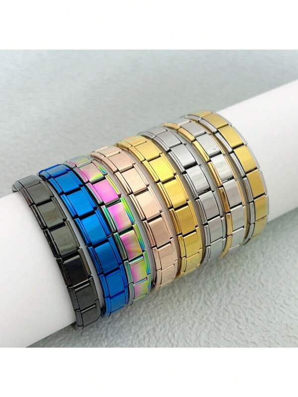 2025 Piezas a granel TOP 18 Eslabones modulares italianos completos que se ajustan a pulseras elásticas de acero inoxidable de 9mm para hacer joyas al por mayor, ideal para verano y escuela