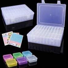14pcs Plaid Plastic Storage Box Set, Classic Transparent Portable Multifunctional With Buckle Closure, Non-Electric, Suitable For DIY Crafts, Beads, Rings, Hair Accessories, Jewelry And Small Hardware Tools, Jewelry Box, Back To School