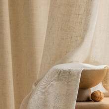 2 Stück halbtransparente, leinenähnliche Vorhänge, lichtfilternd, Sichtschutz, maschinenwaschbar, staubdicht und wärmeisolierend, geeignet für Wohnzimmer, Küche, Esszimmer, Schlafzimmer, Outdoor, Feiertagsdekor - Beige - Übersicht 8