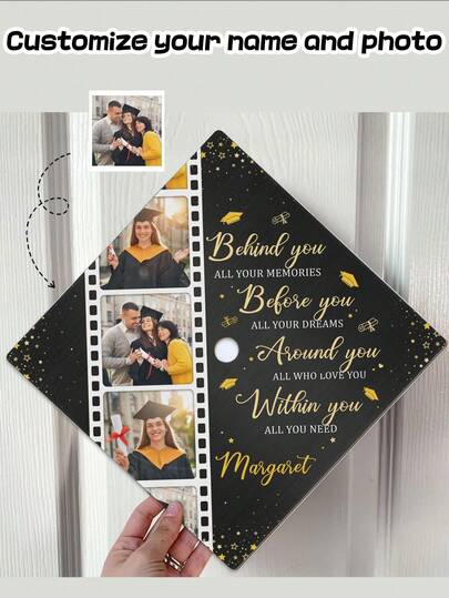 Personalisierte Acryl Abschlusskappe Topper, individualisierbar mit Name, Schule und Jahr, perfekt für Abschlussfeierlichkeiten, mit inspirierenden Zitaten und individuellen Fotos, ideales Erinnerungsstück für Absolventen, einzigartige Abschluss-Dekoration für Oberschul- und Collegeabgänger, multifunktional, langanhaltend, dekorativ, wiederverwendbar, exquisit, stilvolle, hochwertige, farbenfrohe, moderne, individuelle, personalisierte, einzigartige, ideale Geschenke für ihn, ideale Geschenke für sie, Freund, Vater, Freundin, Mutter, Familie, Freunde, Teeraum, Zuhause, Garten, Büro, Wohnungsrenovierung, individuelle Handwerkskunst