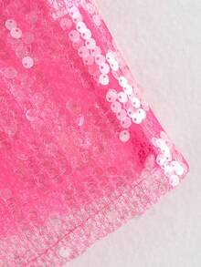 ZEVITY Women Sequin Patchwork Camisole Tank Top 2501 - Hot Pink - View 6