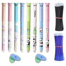 Zmazywalne długopisy Animal Pen Niebieski i czarny długopis żelowy z wymiennymi wkładami i gumkami Zestaw do przyborów szkolnych, biura, szkicowania, rysowania notatek Powrót do szkoły