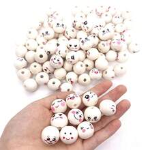 100/50/30/10pcs 20mm Smiling Face Wooden Beads, Natural Wooden Beads For Handicrafts, Round With Holes Suitable For DIY Crafts Crochet Keychain, Jewelry Making, Bracelets, Necklaces And Craft Decorations, Jewelry Making Beads - Multicolor - View 7
