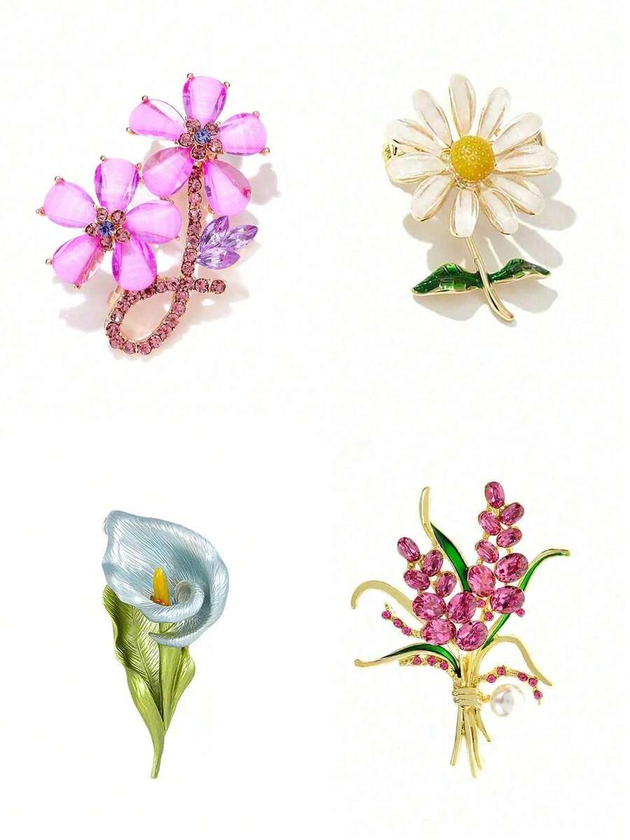 1pc Women's Fashionable Spring Daisy Flower Brooch, Romantic Floral Plant Versatile Pin - Flower - View 1