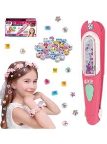 Kit de estampage de bijoux, accessoires pour cheveux brillants pour filles, outil de coiffure avec diamants étincelants réutilisables, jouet cadeau d'anniversaire pour filles de 3 à 12 ans