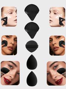 40件套美妆工具套装，粉底霜晕染海绵，专业美妆工具，美妆海绵美妆蛋，包含：16个美妆海绵，16个天鹅绒三角粉扑，8个气垫粉扑，适用于面部遮瑕膏、粉底霜等，价格实惠，可用于房间装饰、梳妆台、旅行、卧室等场合，是化妆的理想之选。关键词：粉扑、美妆蛋、散粉扑、化妆海绵、价格实惠、圣诞礼物、化妆品、化妆工具、便宜好物、礼物、女士礼物、圣诞礼物 - 黑色 - 查看 13