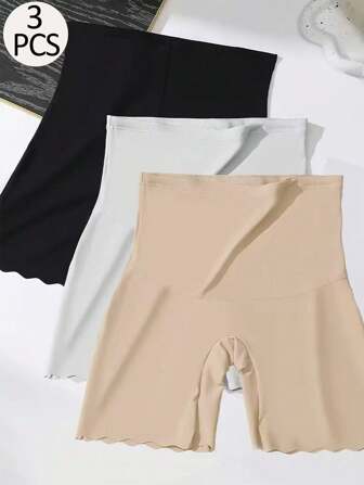 3 pezzi Pantaloncini modellanti senza cuciture in vita alta, mutande contenitive snellenti per pancia per donne