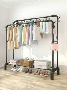 Freestanding Hanger Double Pole Multi-Functional Bedroom Clothing Rack,Metal Clothes Hanger Organizer And Black Clothes Stand With Wheelsbedroom,Organizer,Organiser,Home Storage,White T Shirt Women,Black Pants Women,Ladies Winter Clothes,Dress,Winter Clothes For Ladies,Elegant Woman Dresses,White Shirt For Ladies,Long Sleeve,White Jumpsuit For Women,Spring Dresses For Women,Spring Outfits For Women,Spring,Spring Clothes,Minimalist,Summer Tops