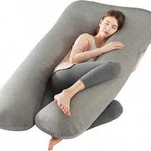 Egnant Woman Pillow With Cooling Cover, U-Shaped Full-Body Pregnant Woman Pillow, Suitable For Side Sleeping-Pregnant Woman's Back, Buttocks, Abdomen, Leg Supportmother Day Gift  Grey Neutral Pregnant Pillow - Grey - View 3