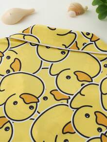 2 件套女士短袖纽扣领上衣和短裤睡衣套装，舒适休闲宽松家居服，可爱的黄色印花基本款，适合家居和户外穿着，春夏秋冬 - 黃色 - 查看 5