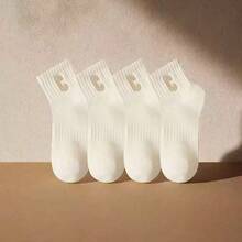 10 Pairs Versatile Multi-Color Short Socks For Women, Spring/Summer, Thin Sports Style, Sweet Elastic Waist Letter Design, Suitable For Students - Multicolor - View 17