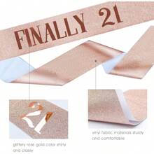 21st Birthday Sash & Rhinestone Tiara Set, 21st Year Old Birthday Gifts For Her Party Supplies Decorations For Women (Glitter Silver&Glitter Golden&Glitter Rose Golden)