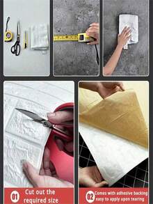 1 卷瓷砖壁纸 - 易于粘贴和剥离，可自由裁剪 - 适用于厨房、客厅、浴室、走廊装饰、时尚家居装饰墙面装饰房间装饰贴纸墙纸墙贴墙贴 - 磚黑色 - 查看 7