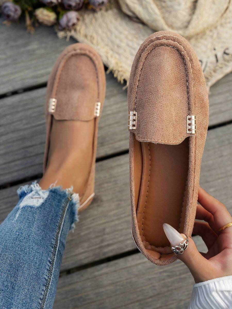 Women Loafers, Summer 2025 New Arrivals, Korean Style, Slip-Resistant Soft Sole Shoes, White, Breathable, Comfortable Nurse Shoes Valentines - Brown - View 1