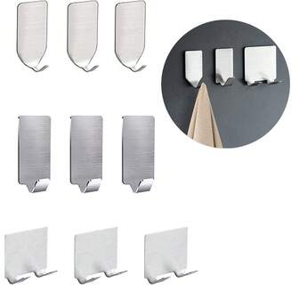 Juego de 9 ganchos de acero inoxidable para colgar en la pared sin perforación para sala de estar, dormitorio, baño, para abrigos, toallas y talla grande, aptos para cocina, baño y puerta