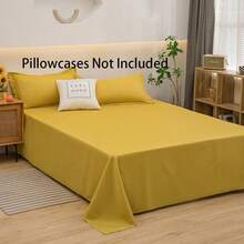 1pc Simple Solid Color Breathable Bedsheet, Children's Single/Twin/Double Bedroom Bedding - A - View 15