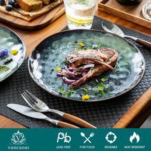 vancasso 4 Pieces Ceramic Dinnerware Set, Blue Set, Porcelain Dinner Plate, Reactive Glazed Porcelain, Service For 4 Person, Irregular Shape Plates - 綠色 - 查看 4