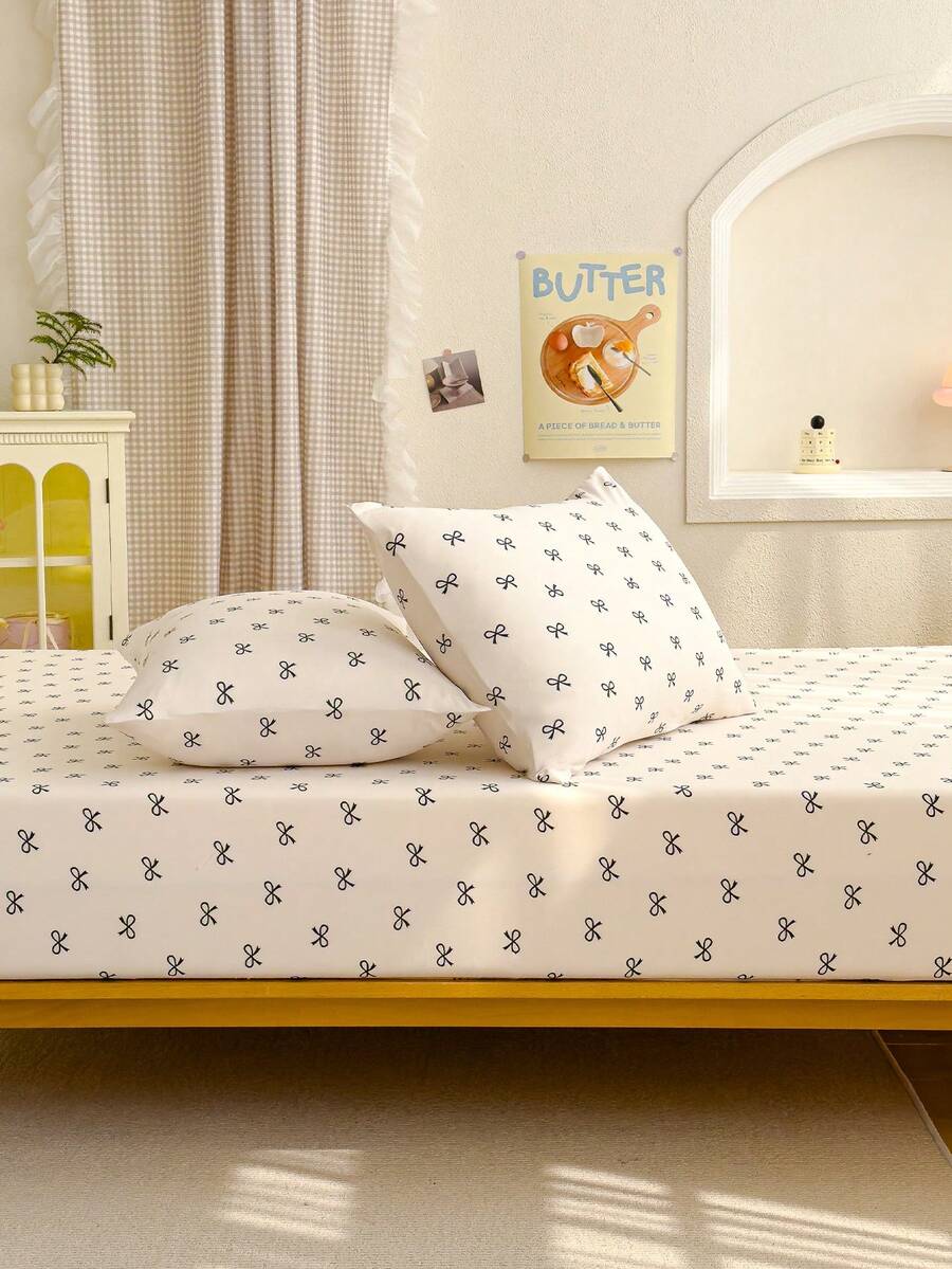 3 件套柔软床笠套装 - 可爱床单套装 2 个枕套和 1 个床垫保护套（30 厘米/12 英寸深） - 现代床垫套或床垫枕套，适合所有床尺寸，单人床，全尺寸大号双人床，特大号双人床，单人床，双人床上用品套装，学校床上用品，适用于卧室装饰