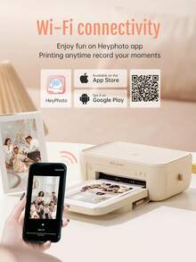 HPRT Portable Wi-Fi Printer | High-Definition 300dpi 4x6 Photos | Dye Sublimation | IOS/Android Compatible Photo Printer + 108 Sheets Of Photo Paper + 2 Rolls Of Ribbon - US A Type Plug(110-127V) - View 7