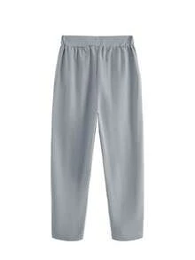 Fashionable Women's Floral Pocket Drawstring Waist Casual Pants - Light Grey - View 2