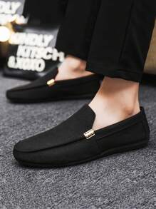 Chaussures bateau décontractées pour hommes, mocassins à enfiler, respirantes, plates, chaussures de costume noires (Veuillez commander 2 tailles au-dessus, elles sont petites et étroites)