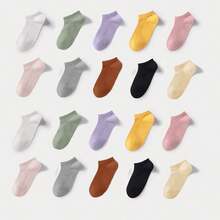 1/10/20 Pairs Of Women's Socks, Comfortable And Soft White Socks In Summer, Suitable For Daily Sports Wear, Various Holiday Gifts, Easter, Mother's Day Whimsical Gifts, Multi-Color Combination Fashion Socks, Gothic Style Black Socks - Multicolor - View 7