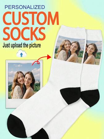 1 paire de chaussettes d'équipage personnalisées, chaussettes avec photo personnalisée, chaussettes de couple, chaussettes avec photo personnalisée