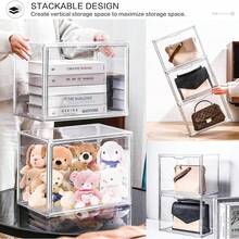 DILIBRA Juego de 4 Organizadores de Almacenamiento de Bolsos de Plástico para Clóset, Vitrina Acrílica para Cartera y Bolso, Cajas de Almacenamiento Apilables con Puerta Magnética para Embrague - 4 paquetes XXL - Ver 5