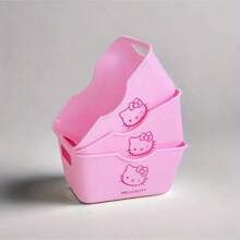 Sanrio 1 pièce Panier de rangement en plastique hello kitty de Sanrio, parfait pour organiser des articles de papeterie mignons, du ruban, des cosmétiques et des fournitures de salle de bain. Convient pour une utilisation sur le bureau. Idéal pour les cadeaux de stockage à la maison, anniversaire, remise de diplôme