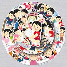 50pcs Cartoon Anime Japanese Cute Character Expressions Sticker Pack, Abstract & Whimsical Decorative Stickers For Laptop, Tablet Room Decor Wall Decor Wall Sticker Personalised Stickers