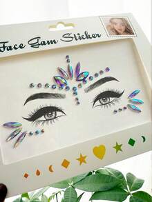 (1 cái) Đá quý mặt nhiều màu, trang điểm màu tím tiệc hóa trang lễ hội lễ hội trang trí mặt chị em chống thấm nước nhãn dán giả đá giả bền lâu Y2K - Màu tím - Xem 2