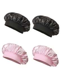 4pcs Silk Sleep Cap, Satin Lining, Stretchy Band, Suitable For Curly Hair - 4PCS - View 14