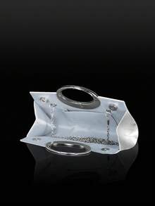 Sparkling And Charming Party Evening Handbag, Inlaid With Sparkling Rhinestone Decoration, New Style Women's Handbag, Matched With Sparkling Rhinestone Pendant Jewelry Three Pieces Set, Luxury Rhinestone Necklace Bracelet Earrings, Very Suitable For Parties, Weddings, Dinners, Matching With Wedding Dresses, Sequined Evening Dresses. - Silver - View 7