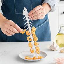 Stainless Steel Convenient Seafood Barbecue Skewers, Creative Fish Bone Shaped Grilling Tool, Outdoor BBQ Rack - Silver - View 1