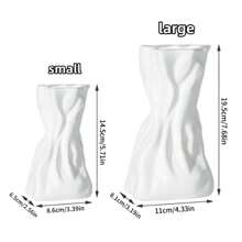 Nordic Style White Vase - Asymmetrical Wrinkled Fabric Bag Design, Suitable For Decorating With Dried Flowers And Fresh Flowers, Suitable For Outdoor, Living Room Decorative Tabletop Accents