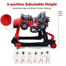 NetHong 4-In-1 Baby Walker Foldable Activity Push Walker With Adjustable Height & Speed - Red - View 4