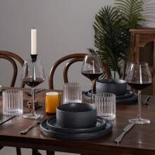Richmount 24 Piece Stoneware Dinnerware Sets, Plates And Bowls Set For 8, Dishwasher And Microwave Safe