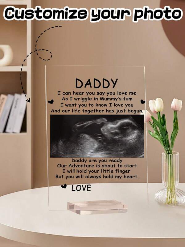 Personalisierter Acryl "Papa-Werden" Ornament - Individuelles Ultraschall Geschenk von Baby Bauch, einzigartiges Geschenk zum Vatertag, rührender Acryl Plakette für neue Väter, sentimentales Schwangerschafts-Enthüllungsgeschenk, Erstmals Vater Dekoration, Vielseitig, langanhaltend, Ornamental, Wiederverwendbar, Exquisit, Stilvolle, Hochwertige, Farbig, Moderne, Individuelle, Personalisierte, Einzigartige, Ideal als Geschenk für ihn zum Valentinstag, Muttertag, Geburtstag, Vatertag, Abschluss, Hochzeit, Einweihung