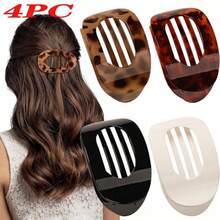 4Pcs Large Flat Round Hair Claws - Strong Hold For Thick Hair - C - View 3