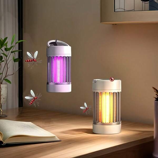 Ucigaș de țânțari alimentat prin USB, ucigaș de insecte, capcană pentru țânțari. Poate fi ridicat și atârnat, cu lumină LED și funcție UV, șoc electric cu presiune puternică inelară de 360 de grade, lucru silențios fără zgomot, consum redus și economisire de energie și poate fi folosit în balcon, grădină, sufragerie și dormitor, ceea ce este o necesitate pentru uciderea țânțarilor și a insectelor vara.