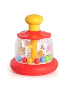 1 pieza Juguete de carrusel de animales de madera con sistema de pulsación y giro para bebés, diseño colorido para atraer al bebé, juguete educativo temprano interesante, adecuado para niños, niñas, Pascua, cumpleaños, regalo de Navidad