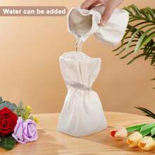 Nordic Style White Vase - Asymmetrical Wrinkled Fabric Bag Design, Suitable For Decorating With Dried Flowers And Fresh Flowers, Suitable For Outdoor, Living Room Decorative Tabletop Accents