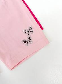 4 Pcs Kids Butterfly Rhinestone Pattern Milk Silk Material Versatile Shorts